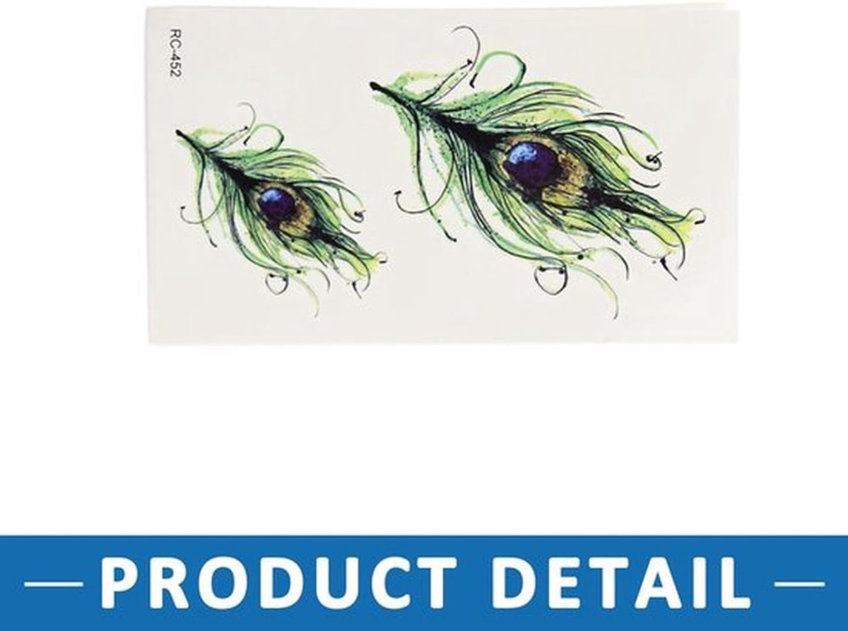 Pauwenveren 100 cm - Tijdelijk Patroon - Kunststof - 2 Stuks - Eenvoudig te Monteren - Duurzaam en Vervormingsbestendig - Tatoeage