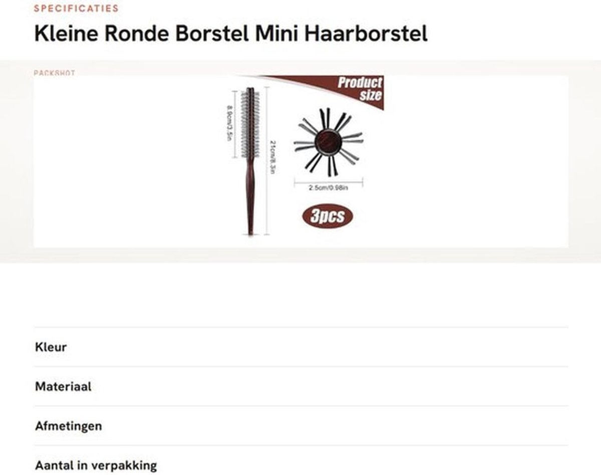 Ronde Borstel - 3 Stuks - Mini Ronde Haarborstel - Quiff Roller - Nylon Borsteltje - Geschikt voor Dun Haar/Kort Haar