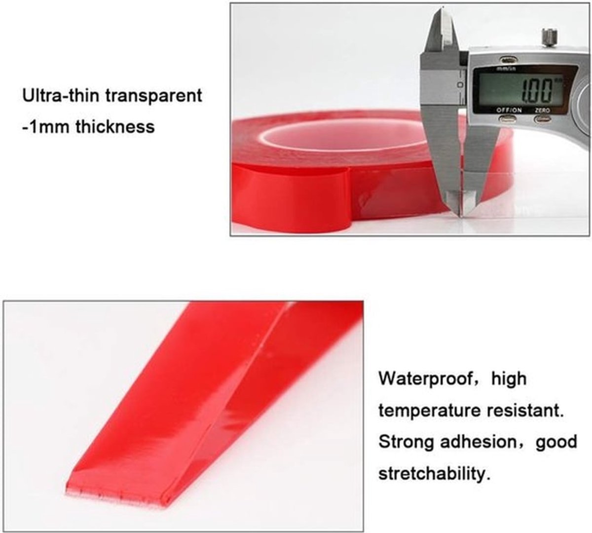 Dubbelzijdig Plakband Extra Sterk - 10 m x 20 mm - Waterdicht - Hittebestendig - Afneembaar - Acryl Materiaal - Montagetape