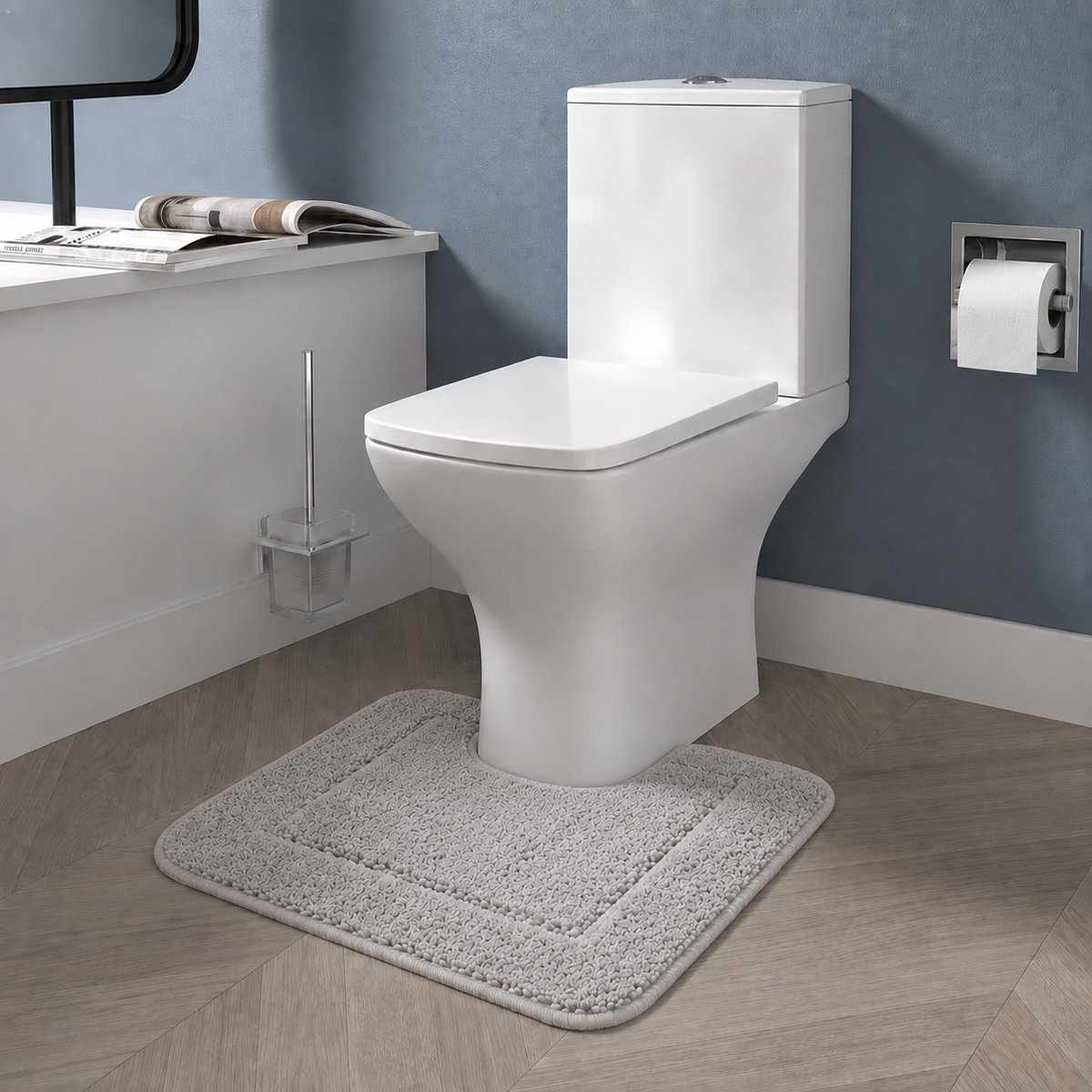 LitaLente Badmat Badkamer – 40x50 cm – Zachte Microvezel Badkamermat – Antislip & Absorberend – Machinewasbaar - Grijs