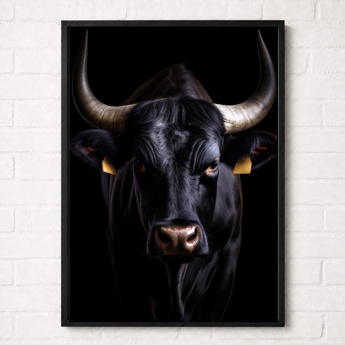 Zwarte Stier Poster - Boerderijdieren Collectie - Dieren Posters - A2+ 43,2 x 61 cm