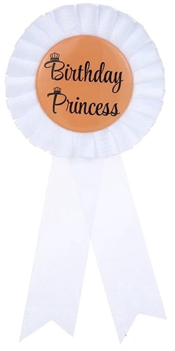 Verjaardagsrozet Satijn - Blik Badge - Pin/Broche - Accessoire - Hypoallergeen - Geschikt voor Feestjes - Feestbadge