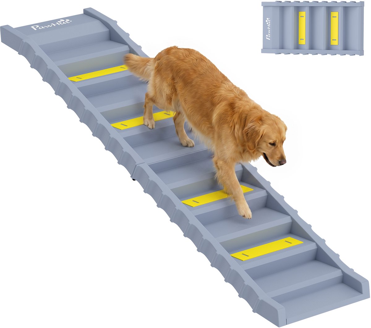 PawHut Pet Ramp-Kunststoff, TPR-154L x 40B x 7,5H cm-Grau