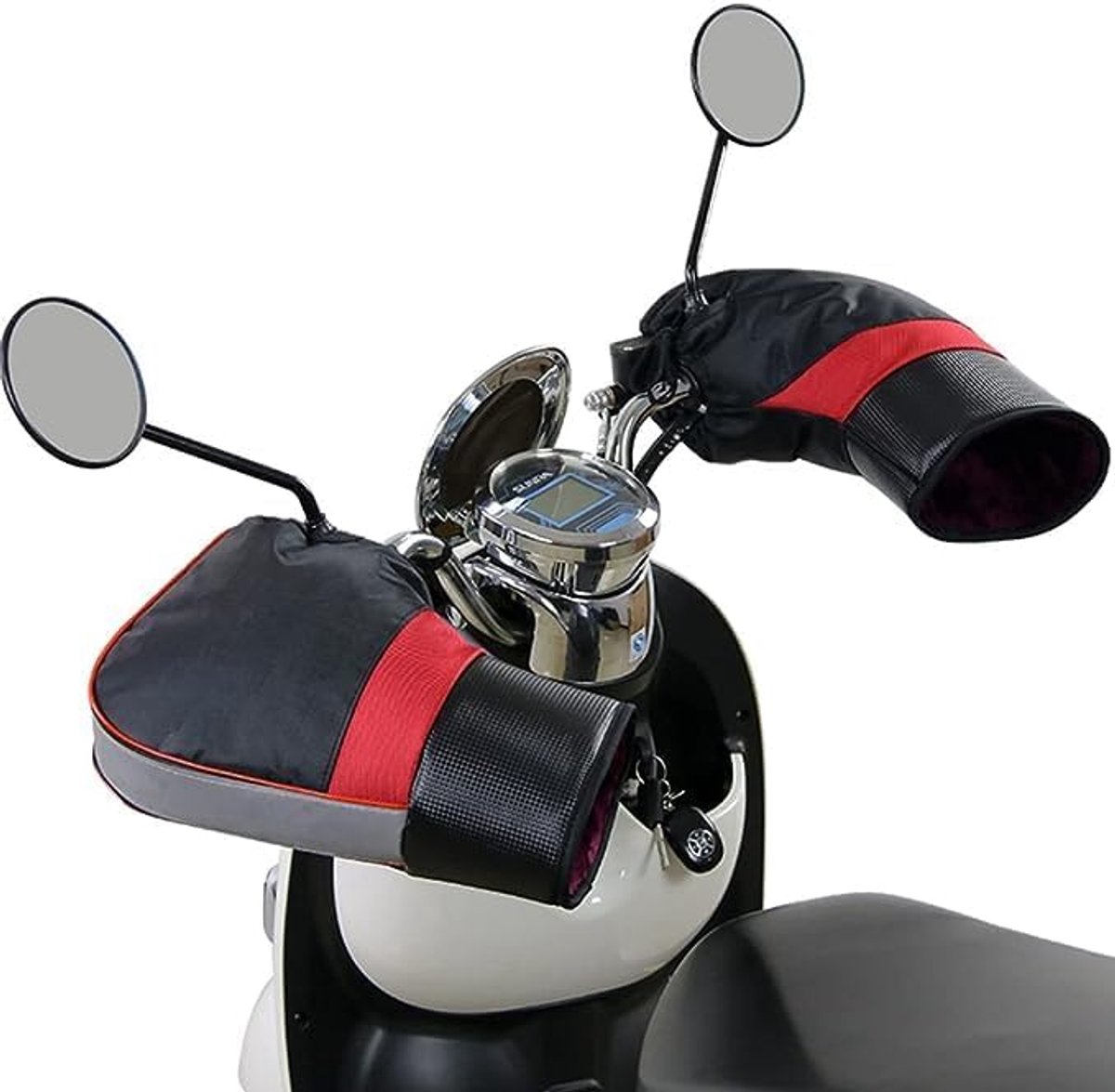 KZQ Motorstuurhandschoenen - Waterdichte scooterstuurhoezen - Met reflecterende strepen - Universele winddichte warme motorhandschoenen - Ingebouwde fleece-isolatie - Geschikt voor fietsen, scooters en sneeuwscooters