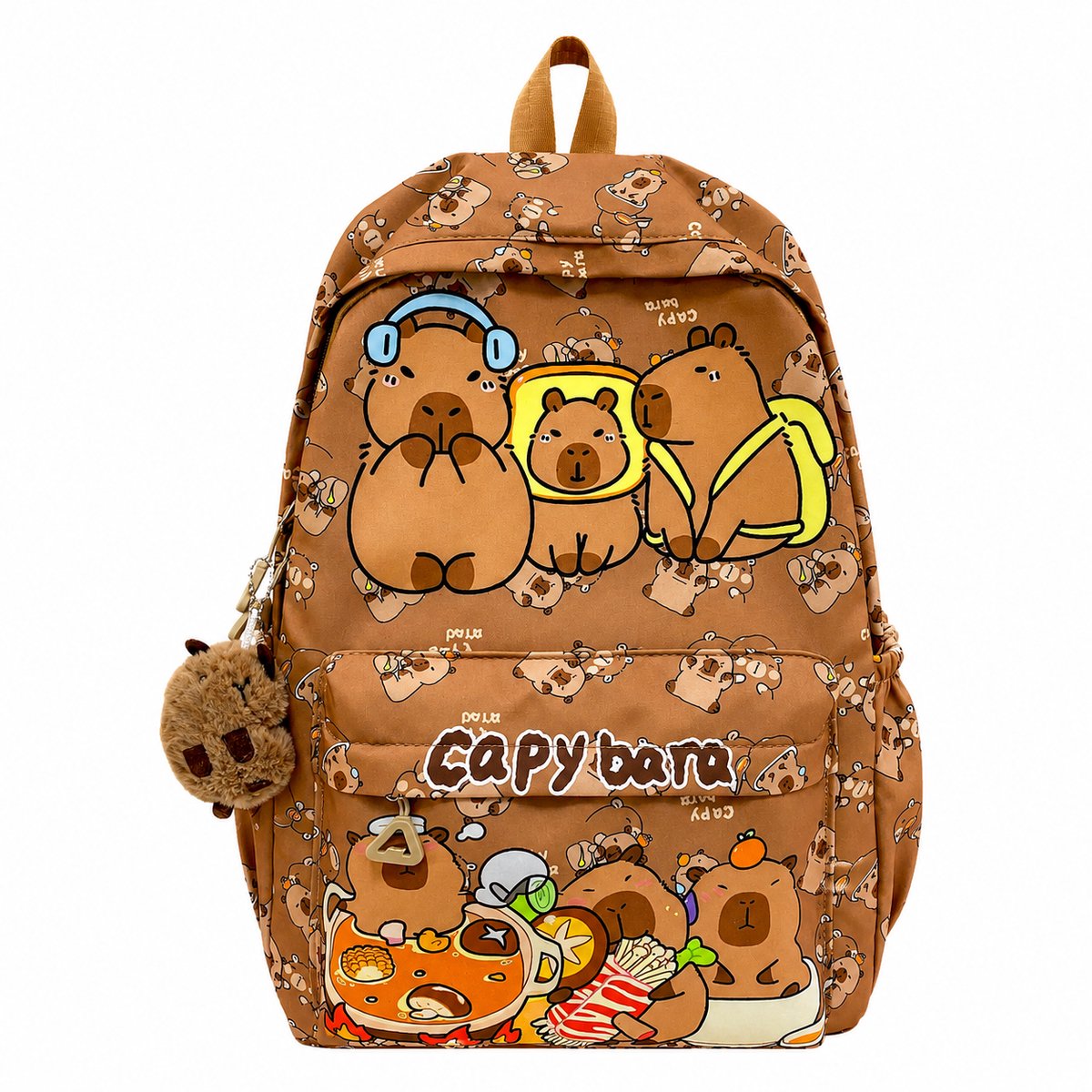 Casalora Rugzak—Capybara Rugzak—Studentenrugzak—【includes a Capybara charm】—Unisex—（Groep 3–8）— Hoogte 42 cm