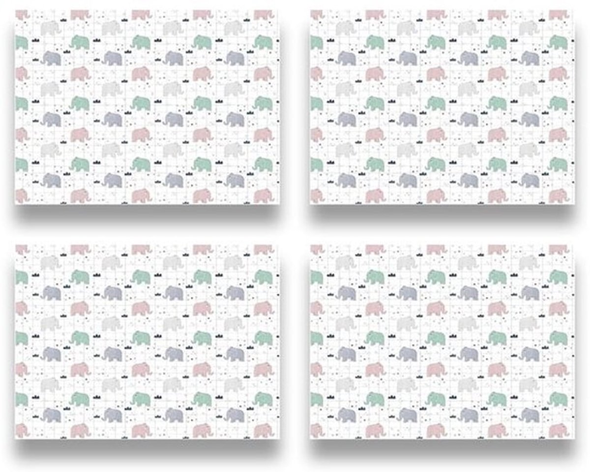 Kleurrijk Olifanten Inpakpapier - 50 x 70 cm, 4 Vellen Cadeaupapier voor Feestjes