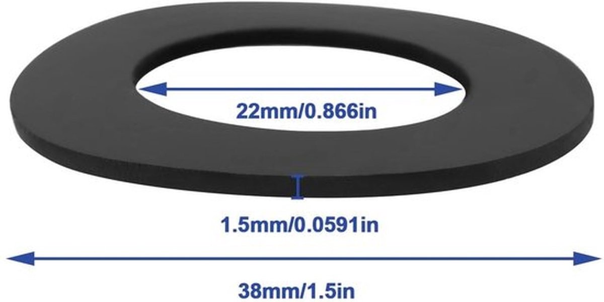 Tapwasmachine 10 Stuks - Nitrilrubber - Buitendiameter 38mm - Binnendiameter 22mm - Dikte 1,5mm - Waterbestendig en duurzaam - Rubberen Pakking