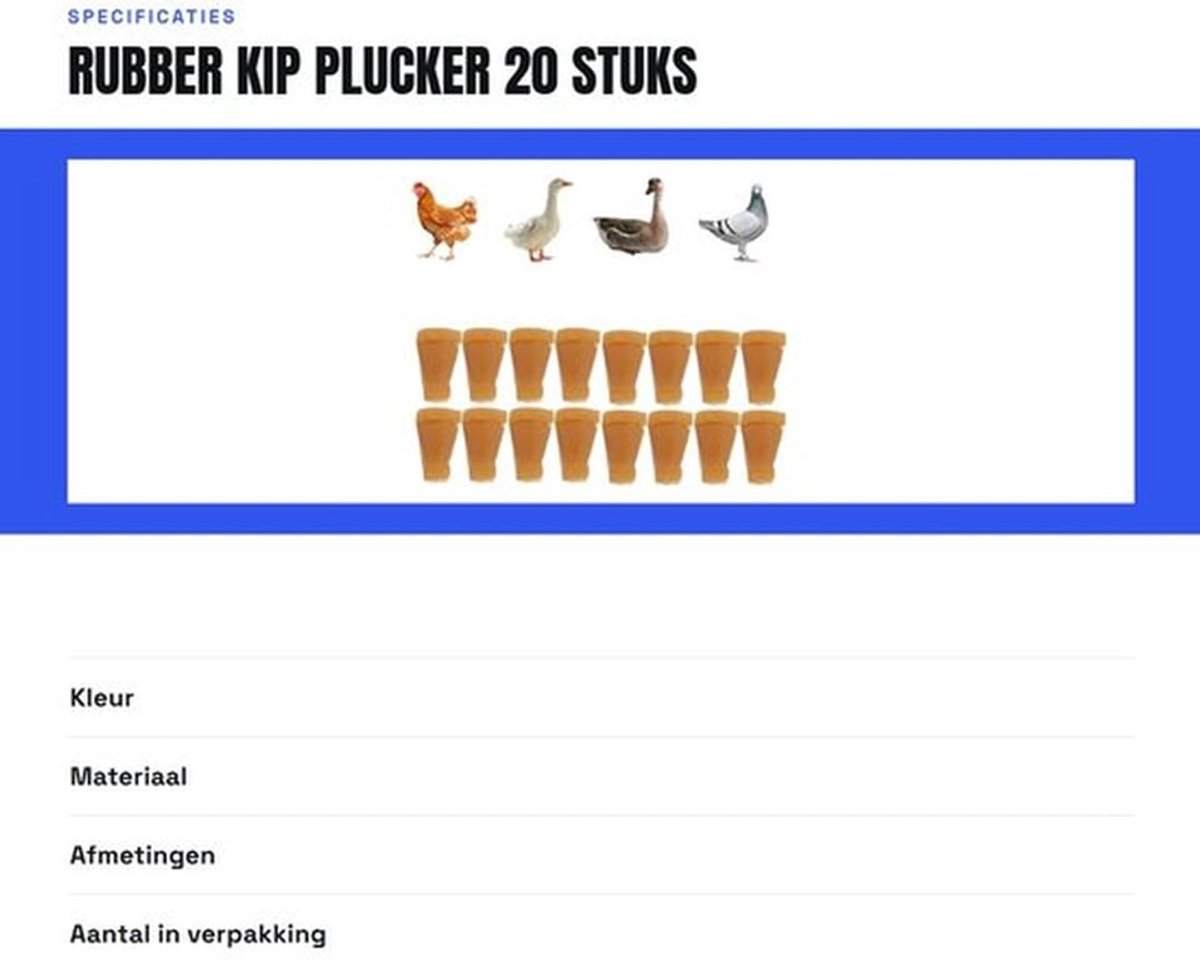 Rubber Kip Plucker - 20 Stuks - Duurzaam en Efficiënt