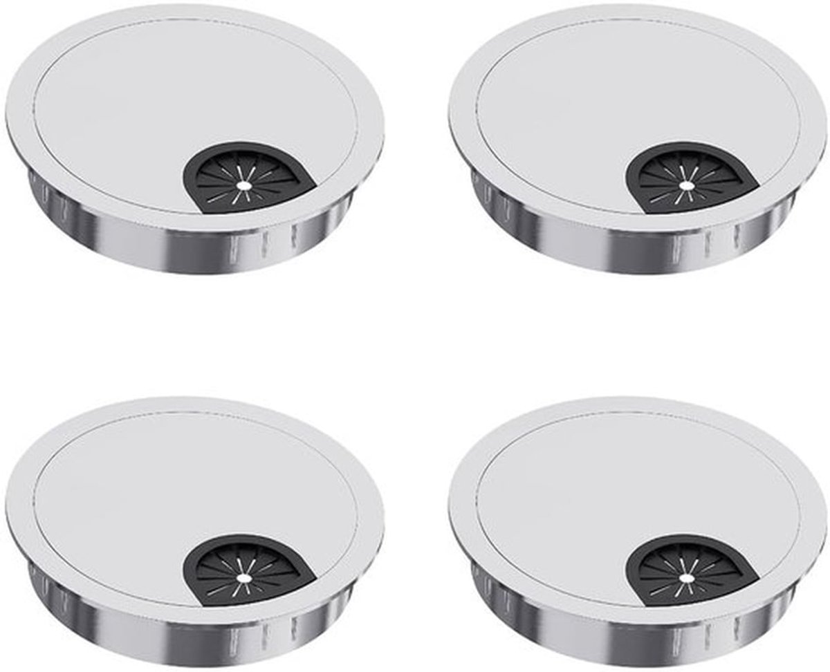 Kabeldoorvoer 60 mm - Professionele kabeldoorvoer - Zinklegering - Kabelmanagement - Set van 4 - Antivingerafdruk coating - Tafeldoorvoer