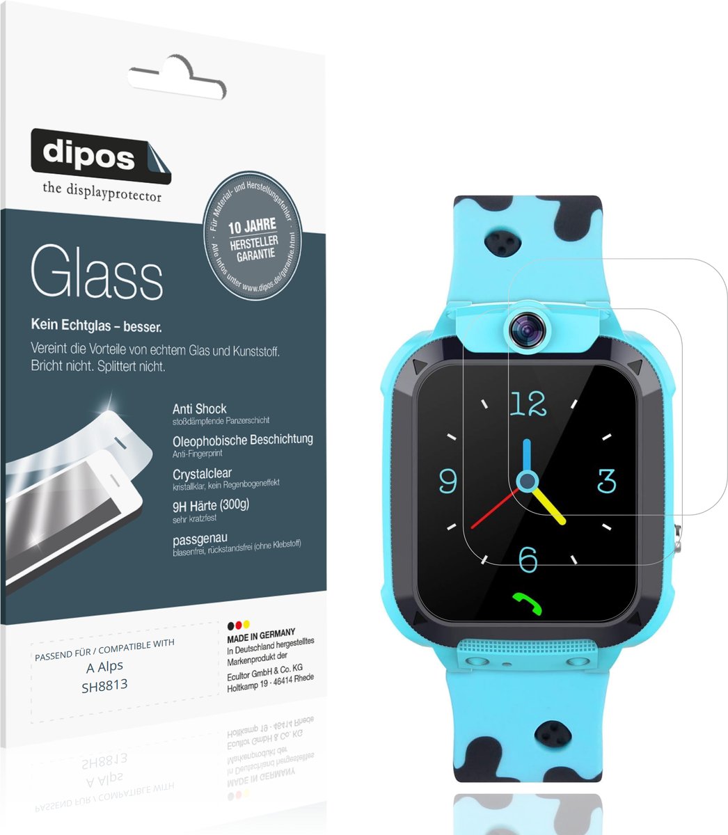 dipos – 2x Pantserfolie geschikt voor Tzzulsx Kinder Smartwatch | 9H Screenprotector