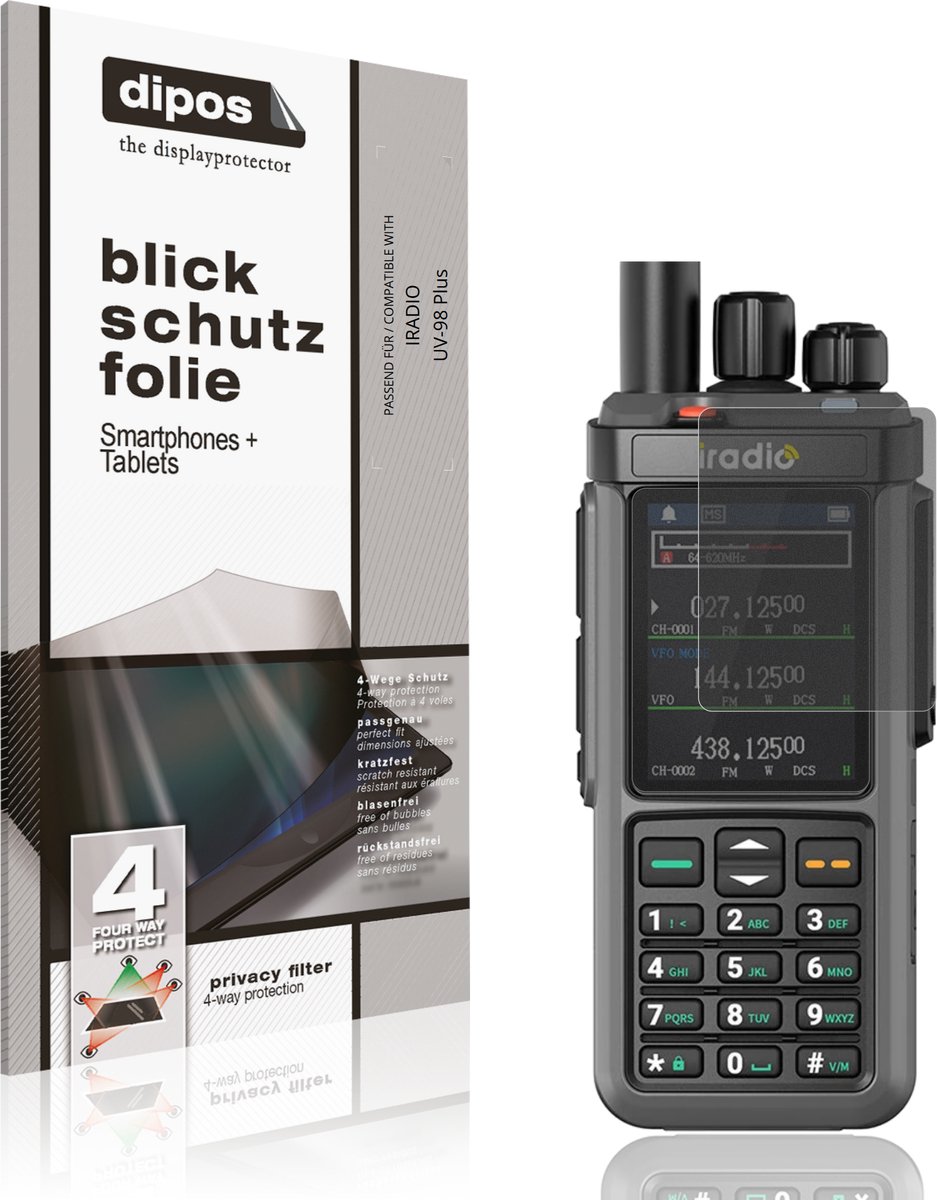 dipos – Matte Privacy Screenprotector geschikt voor IRADIO UV-98 Plus | Anti-Spy Beschermfolie