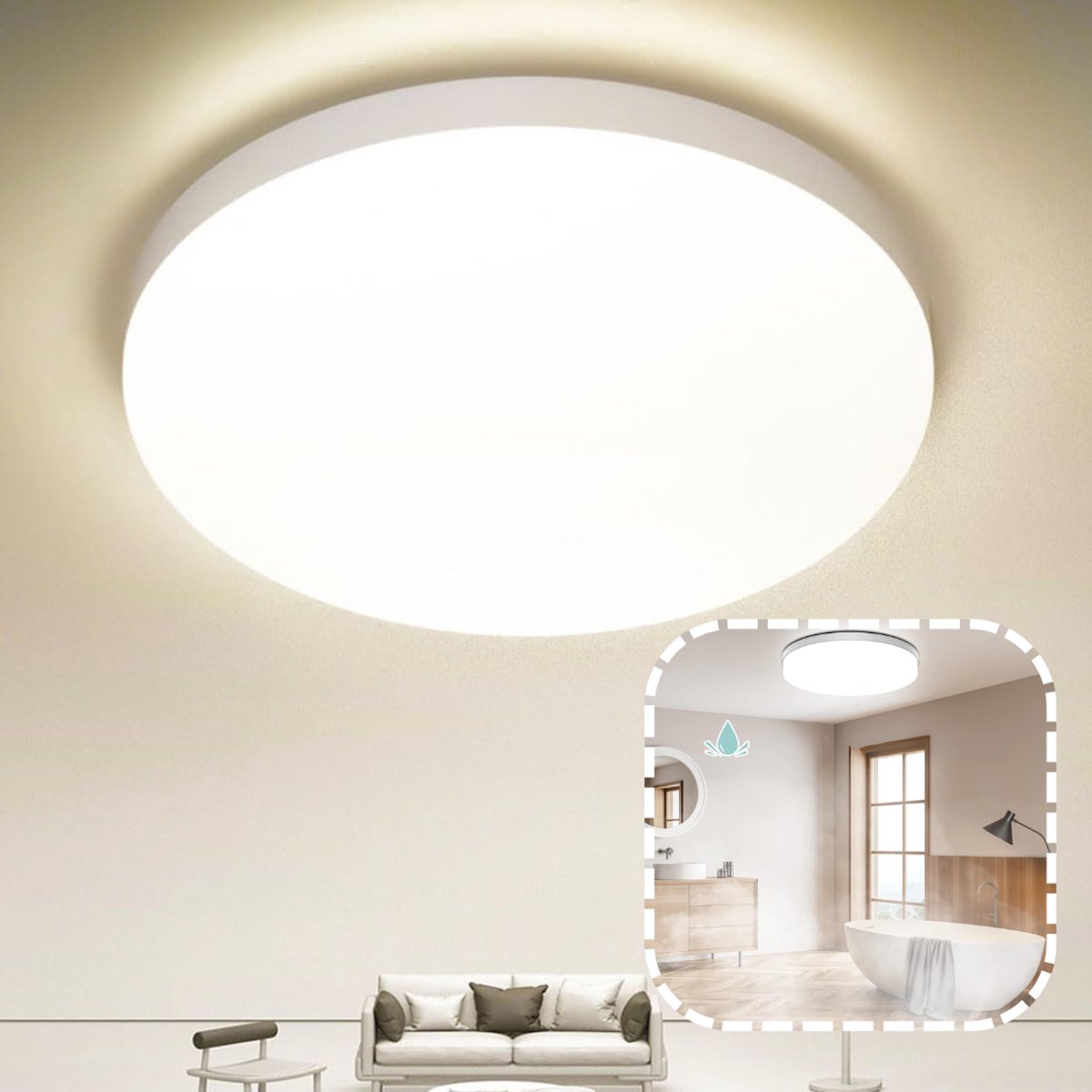 Zavio® Badkamerlamp - Plafoniere Badkamer - Plafond