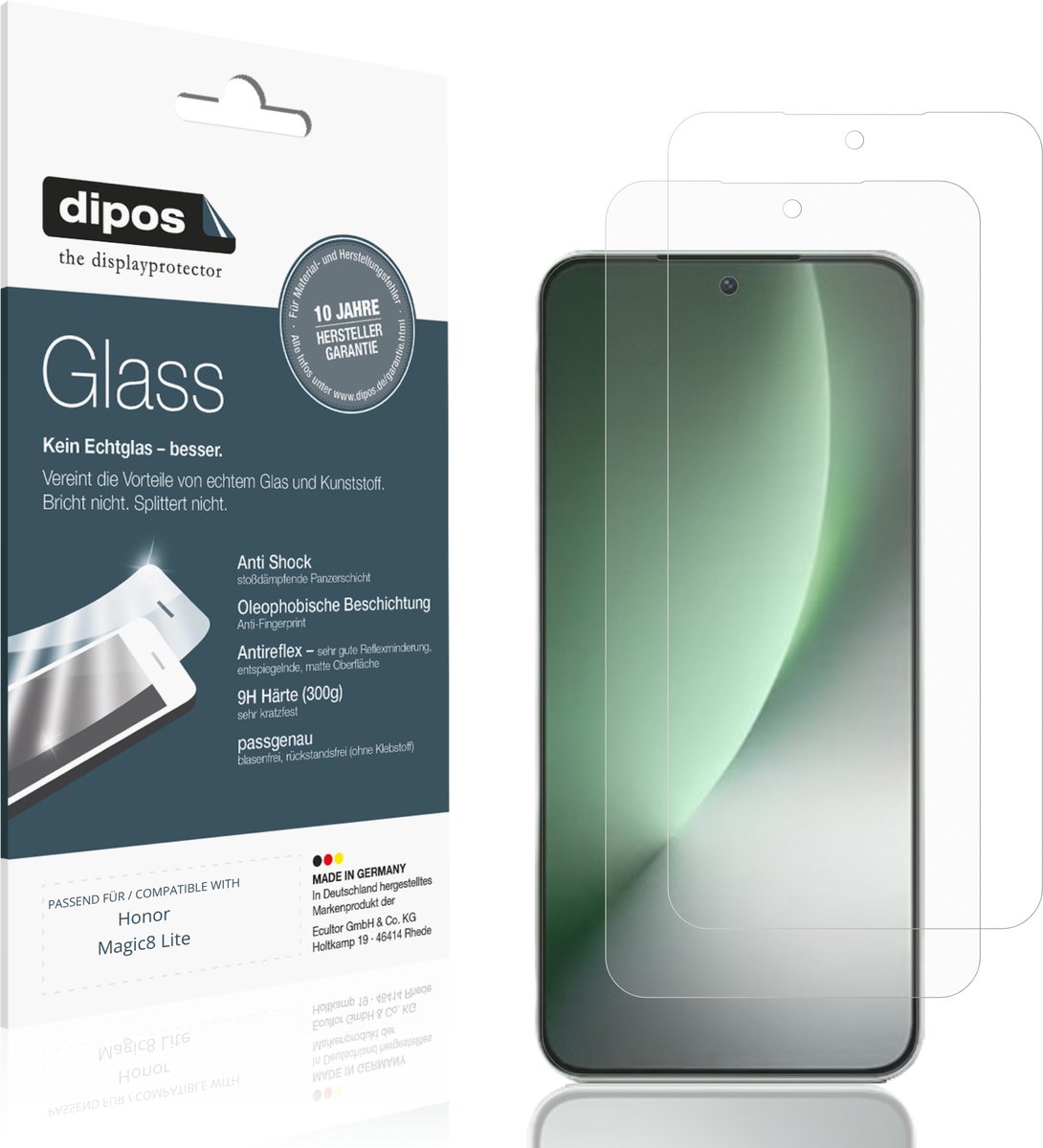 dipos – 2x Matte Pantserfolie geschikt voor Honor Magic8 Lite | 9H Screenprotector