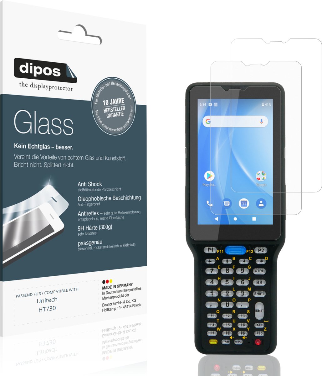 dipos – 2x Matte Pantserfolie geschikt voor Unitech HT730 | 9H Screenprotector