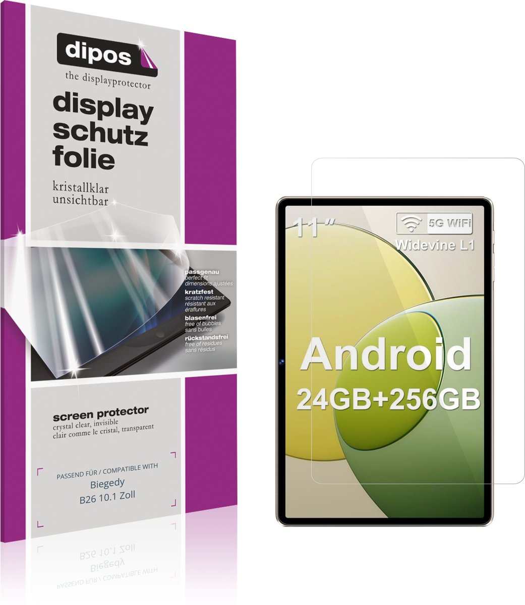 dipos – 2x Beschermfolie geschikt voor Biegedy B26 10.1 Zoll | Krasbestendige & heldere Screenprotector Ultra-Thin