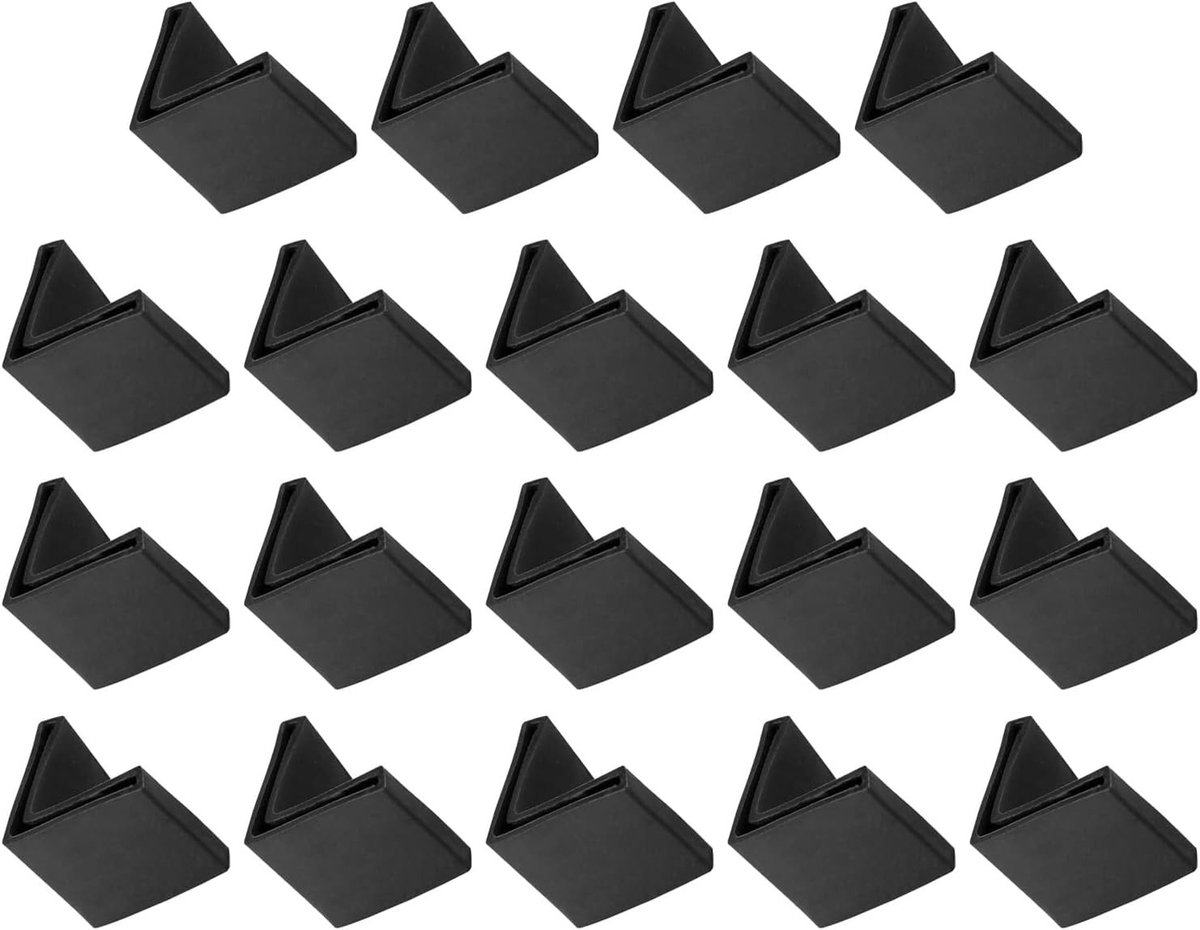 18-delige Hoekijzer Voetpads voor Meubels (30mm) - PVC L-vormige Beschermers voor Meubelpoten en Planken in Zwart