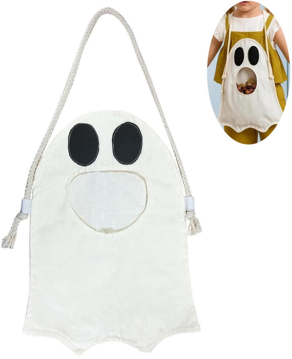 Halloween Snoepzakjes - Halloween spooktas - Traktatiezakjes - Halloween decoratie - Kindermandje - opbergtas - Snoepzakjes Voor Kinderen - Koekjeszakjes - Traktatie Zakjes Kinderfeestje - Ghost Design - Wit