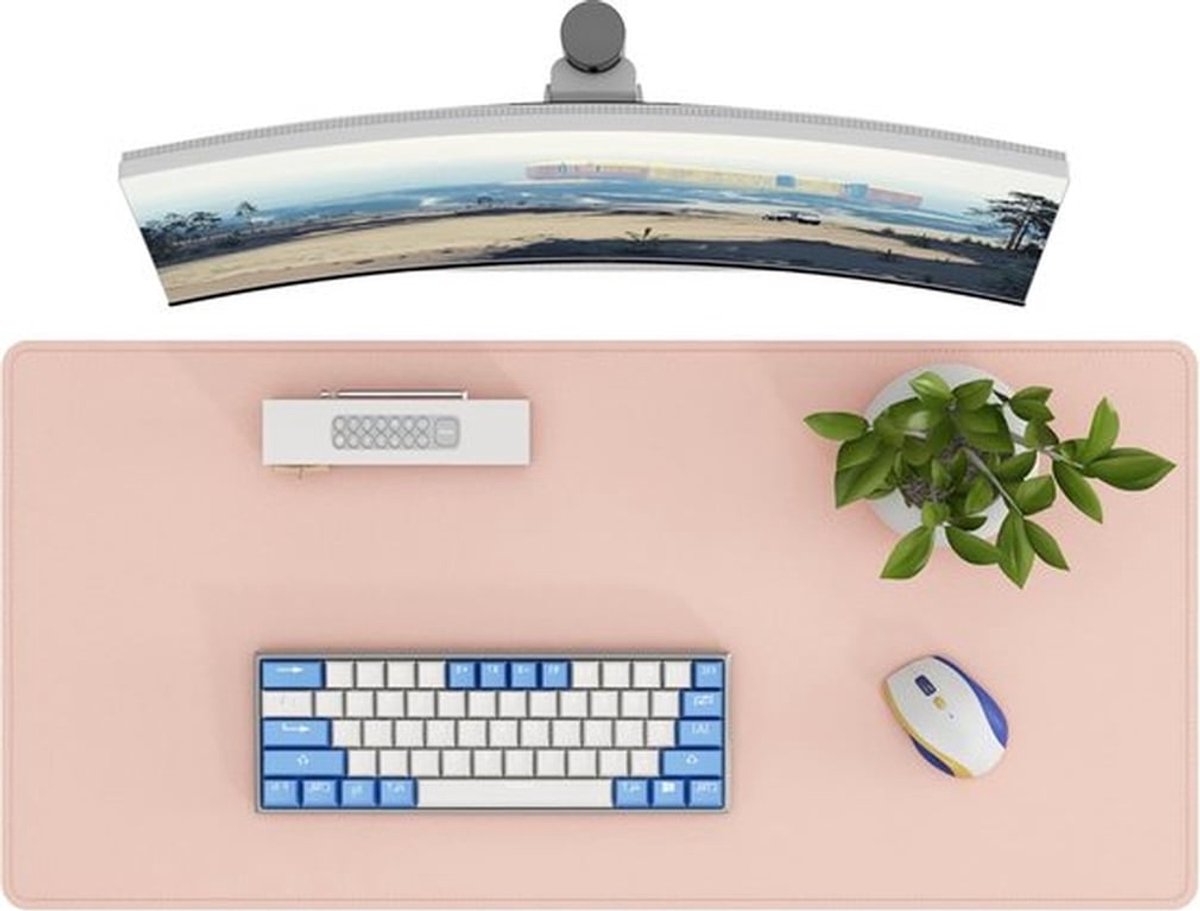 SnelShoppen - DAWNTREES Desk Mat - Luxe Leren Bureau Mat - Grote Muismat - Non-Slip Laptop Mat - Ideaal voor Thuis, Kantoor en Desktop Gebruik - Roze