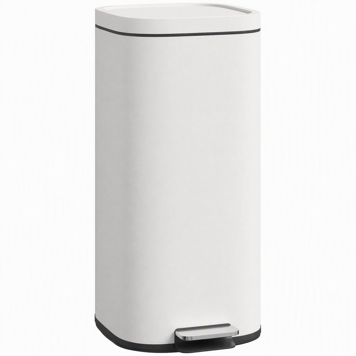 HOMCOM Trash Can-Metall, Kunststoff-36 x 29 x 59,5 cm-Cremeweiß