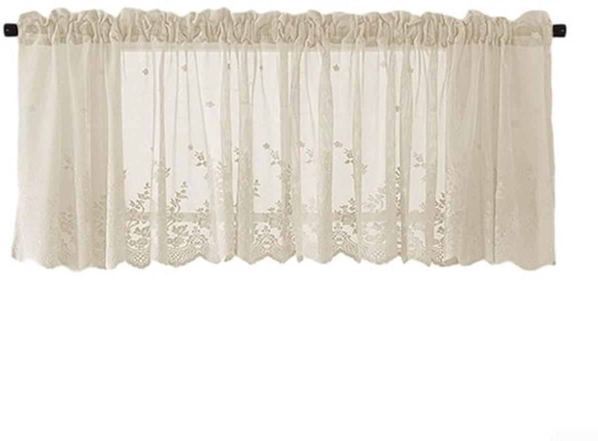 Gordijn Korte Afmetingen 137x61cm - Kant - Decoratief - Keuken - Woonkamer - Slaapkamer - Stevig en Duurzaam - Raamdecoratie