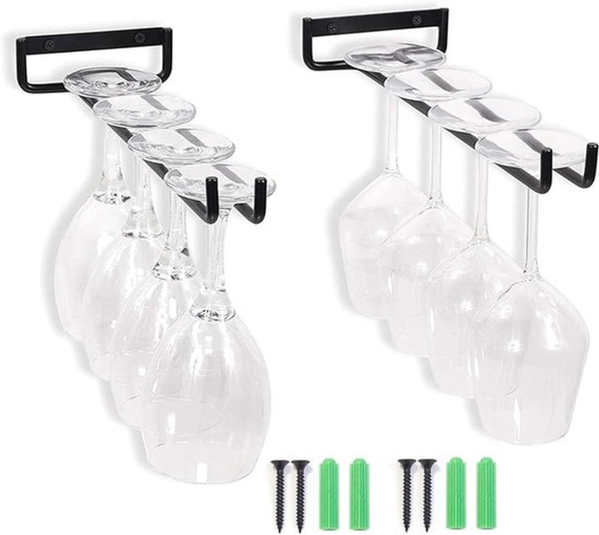 Wijnfleshouder voor 2 glazen - Hangende wijnrek voor bar en keuken - Ideaal voor wijnopslag en decoratie
