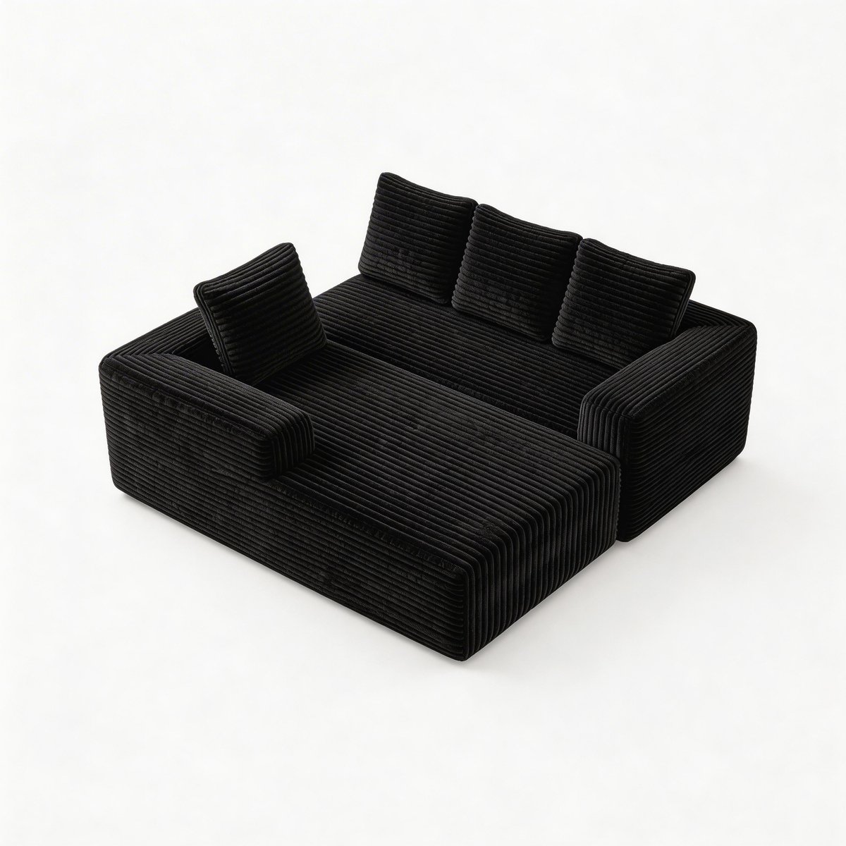 MODFU - Hoekbank - Modulair - Design - Woonkamer - Stof - Zwart - 261 x 168 x 58 cm