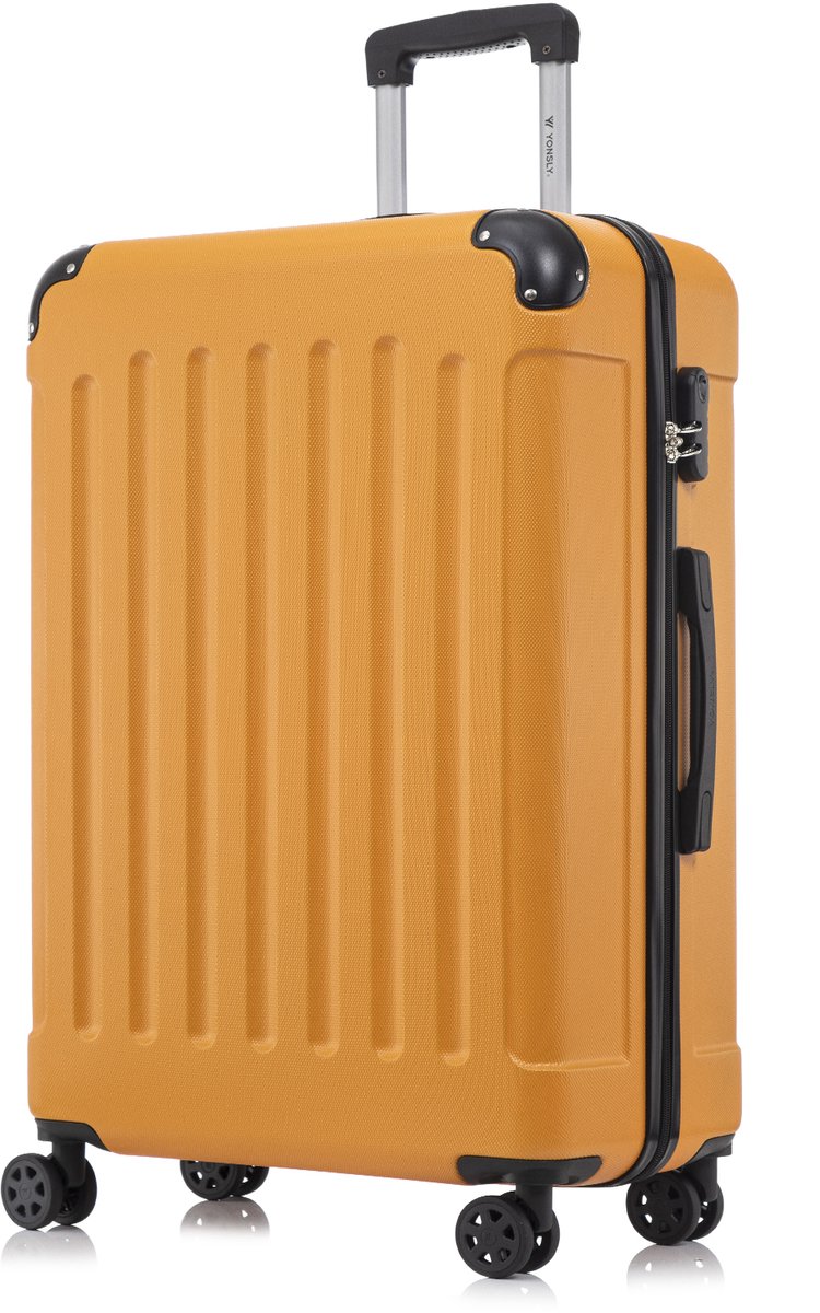 YONSLY Handbagage Koffer - 76 x 49 x 29 cm - 98 L - Cijferslot - 360° Draaibare Wielen - Grote Trolley - Oranje