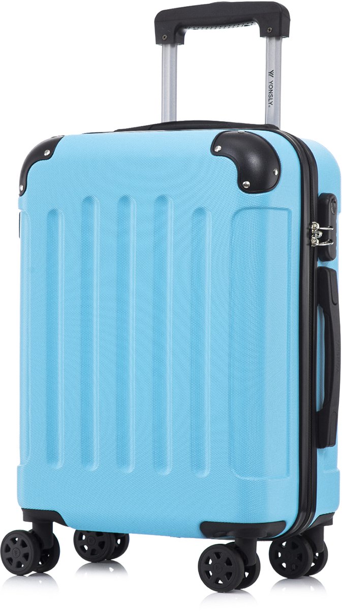 YONSLY Handbagage Koffer - 55cm - 40 L - Cijferslot- 360° Draaibare Wielen - Lichtblauw