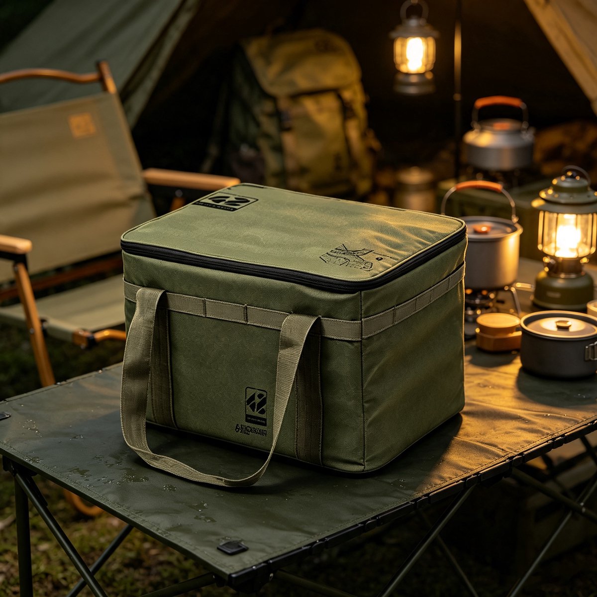 Grote tactische opbergtas 42 liter waterdichte Oxford‑stof militairgroen 48×33×27 cm multifunctionele opbergtas voor kamperen reizen outdoor avonturen en thuisgebruik