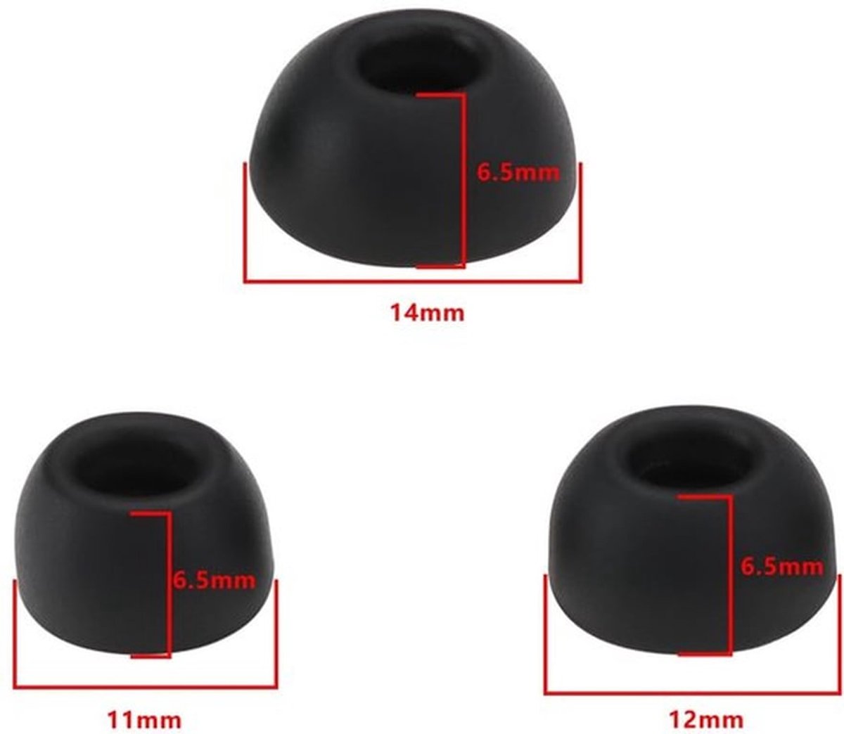 Siliconen Oordopjes - Comfortabele Pasvorm - Zwart - Geschikt voor Tune Buds - Inclusief S/M/L Maten - Verbeter je Luisterervaring