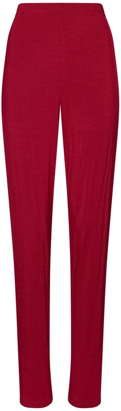 Effen rode pyjamabroek met rechte pijpen en elastische tailleband.