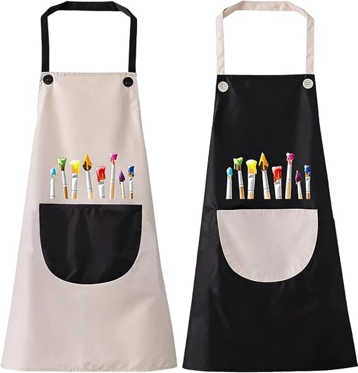 Claoner Kinderschort - 2 stuks - Waterdicht - Met zakken - Voor schilderen koken bakken - Jongen meisje