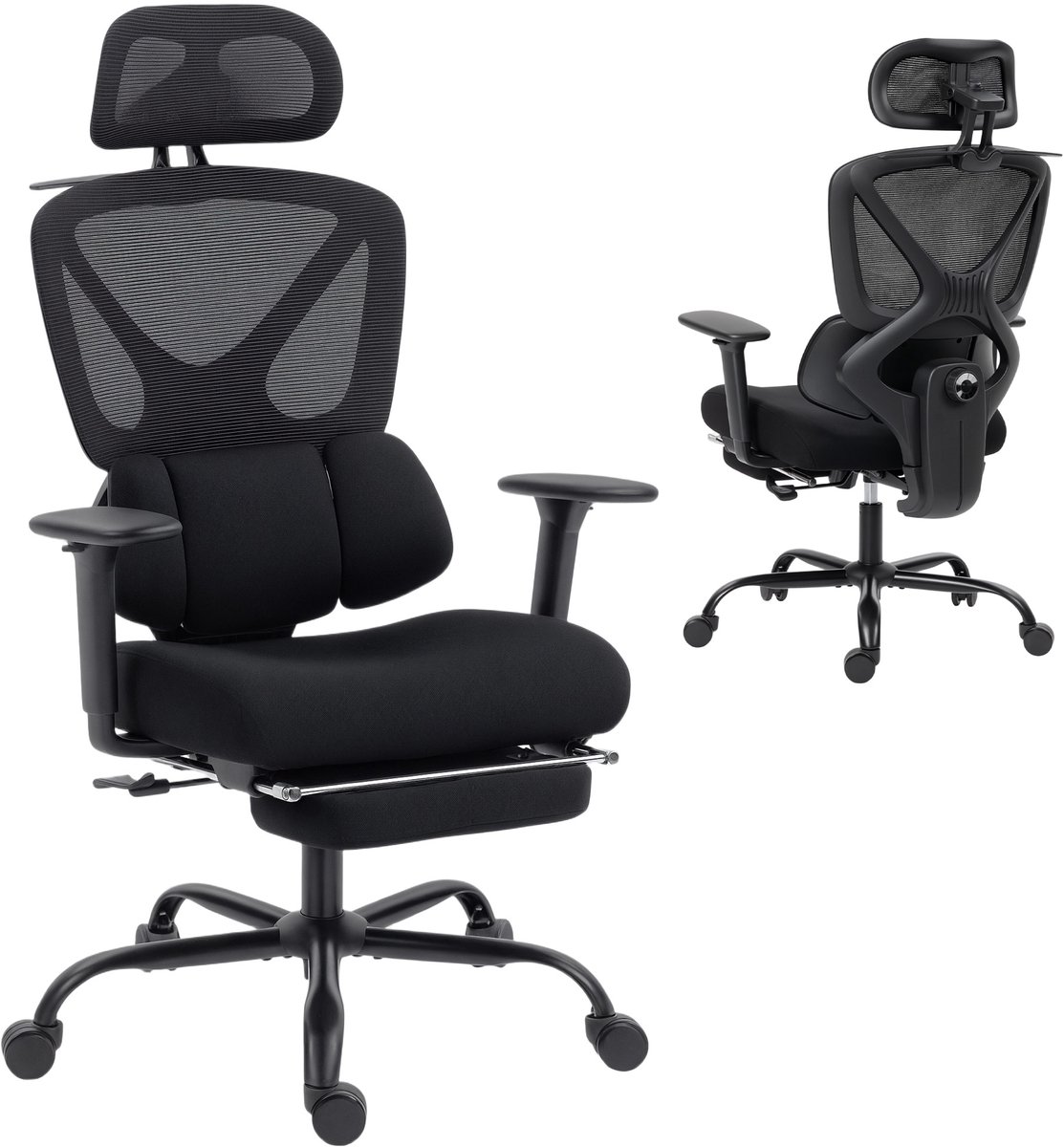 HOMCOM bureaustoel - mesh (100% polyester) - 73x75x128cm - zwart