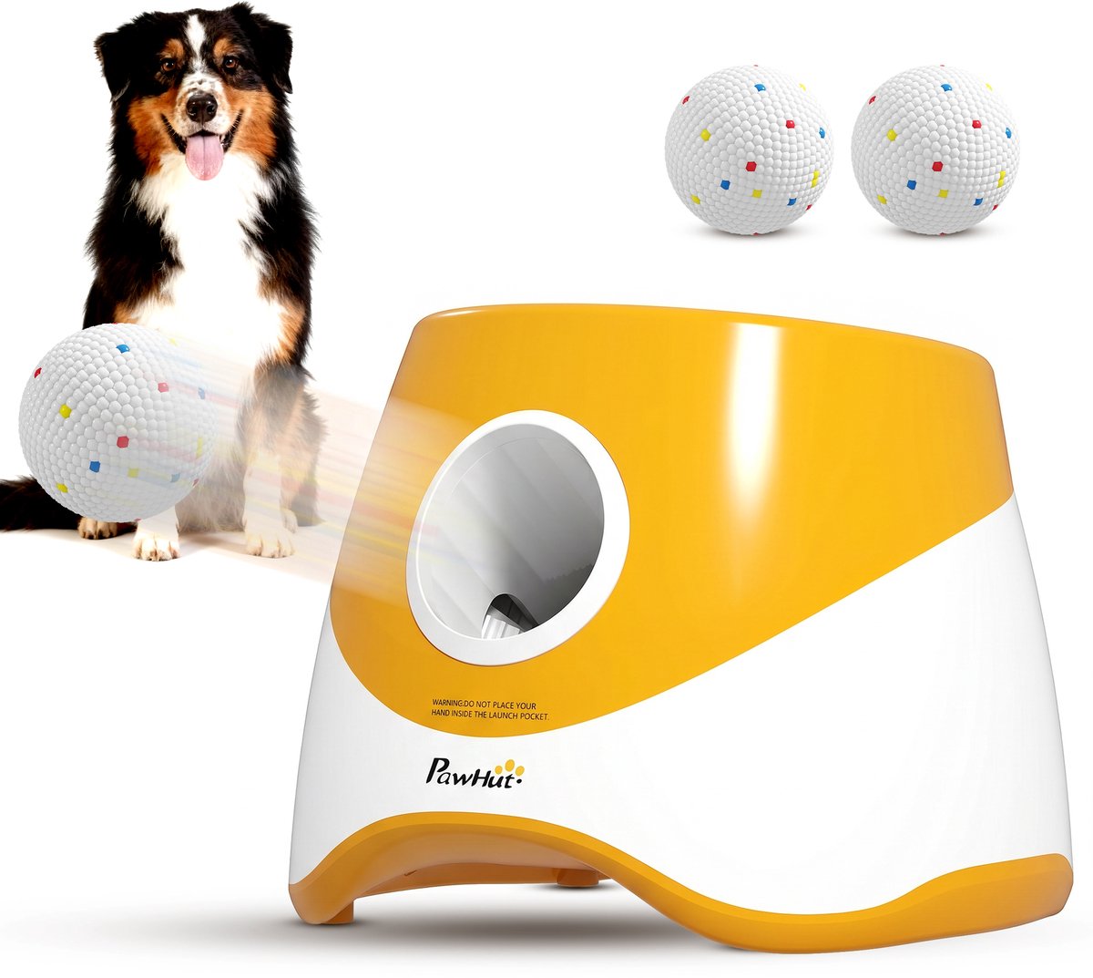 PawHut Pet Automatic Ball Launcher-ABS-25,9L x 27,1B x 21,4H cm-Orange