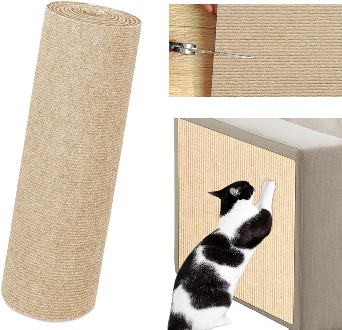 Kattenkrabpaal en Krabmat voor Zelfklevende DIY Klimmen en Bescherming van Meubels 100 x 30 cm