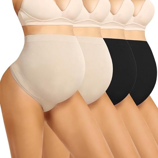 Culottes sans couture couleur chair et noires taille haute pour femmes enceintes.