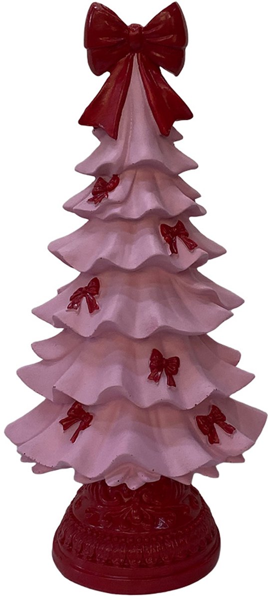 Clayre & Eef Decoratie Beeld Kerstboom Roze Kunststof
