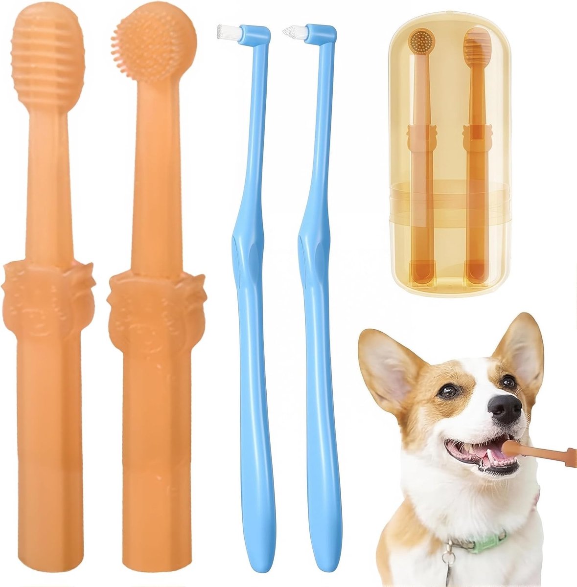 4 Stuks Honden- en KattenTandenborstels voor Effectieve Tandverzorging en Mondhygiëne