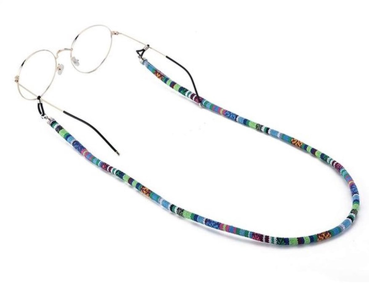 Brillenketting Etnisch Patroon - Verstelbaar - Set van 3 - Meerkleurig - Gevlochten Textiel - Praktische Clips - Brillenband