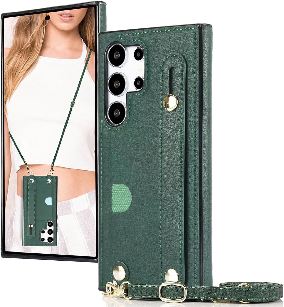 Crossbody Case voor Samsung Galaxy S25 Ultra - Premium PU Leer Wallet Flip Cardhouder met Verstelbare Halsband en Bescherming voor Vrouwen en Meisjes