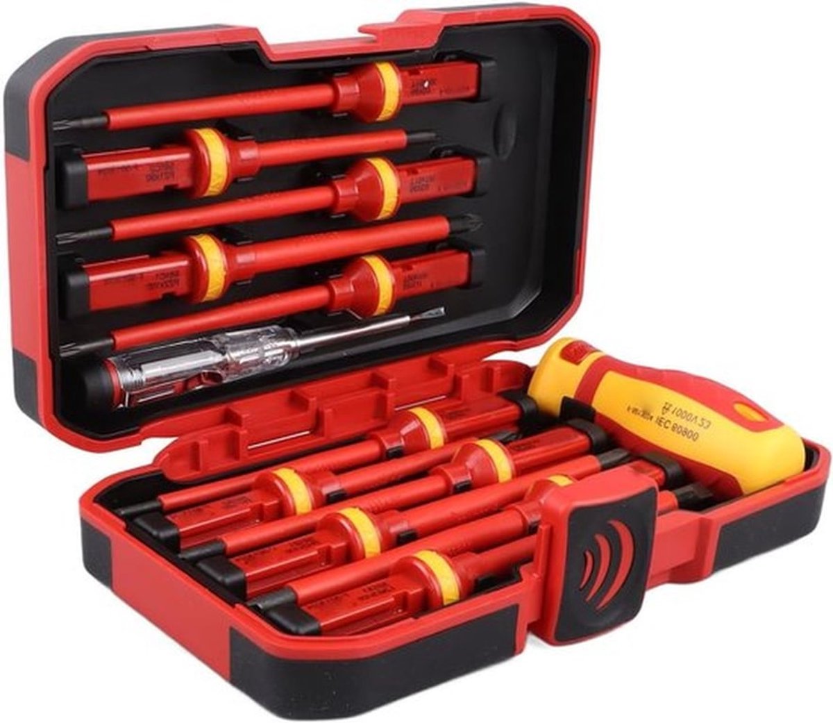 Professionele 13-delige geïsoleerde schroevendraaierset voor elektriciens - 1000V, magnetische Pozidriv en Torx schroevendraaiers