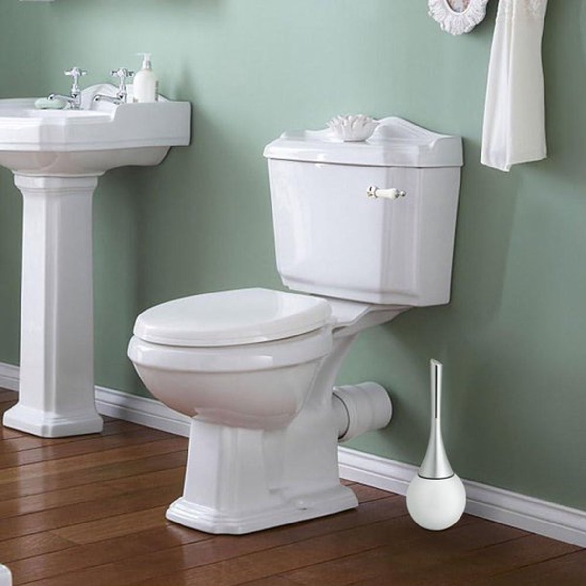 Toiletborstelset met houder - RVS basis - wit of zwart - badkamer accessoire