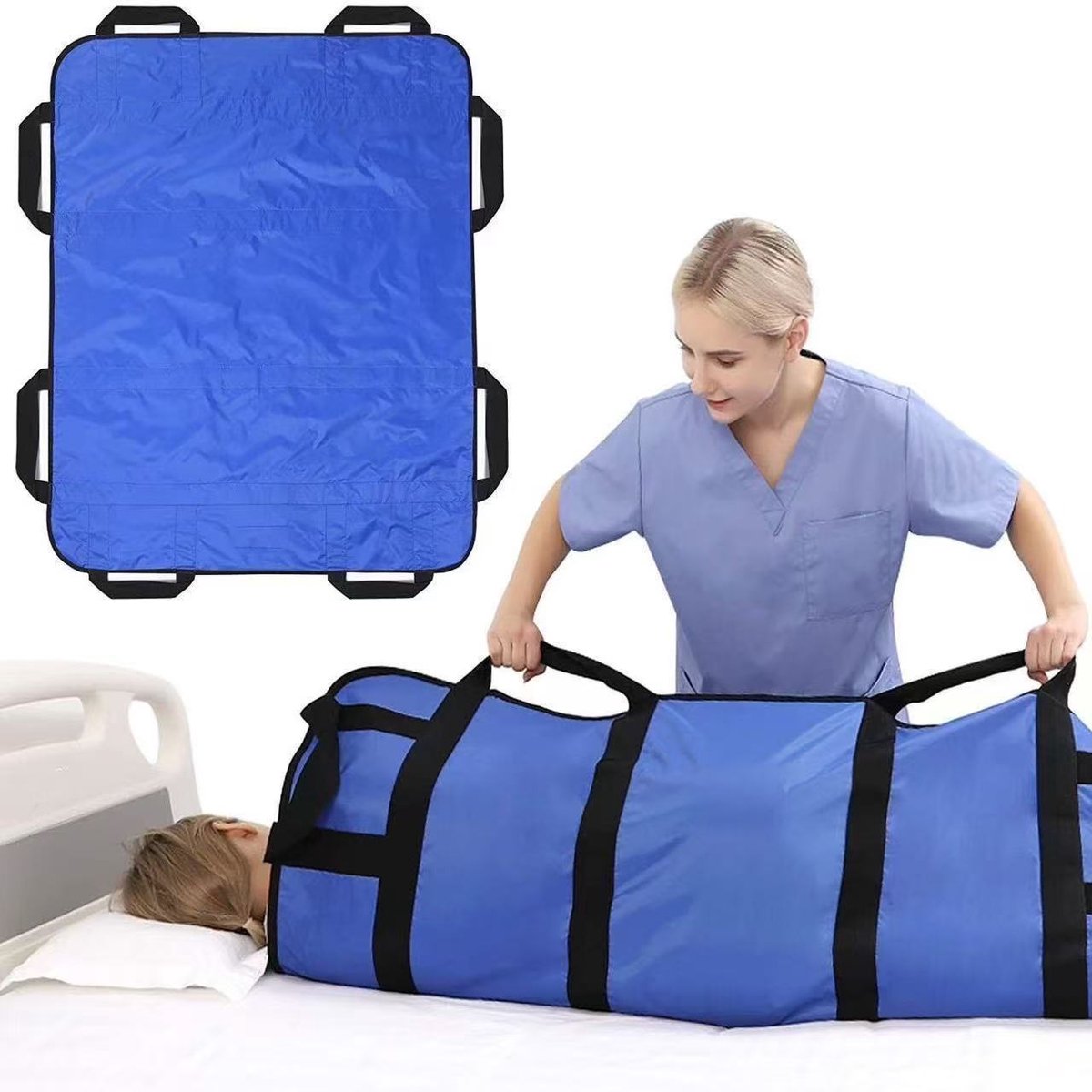 Glijlaken - Glijlaken voor in Bed - Transfer Aid - Inclusief Acht Handvatten - 120x100 cm - voor Alle Soorten Ziekenhuisbedden