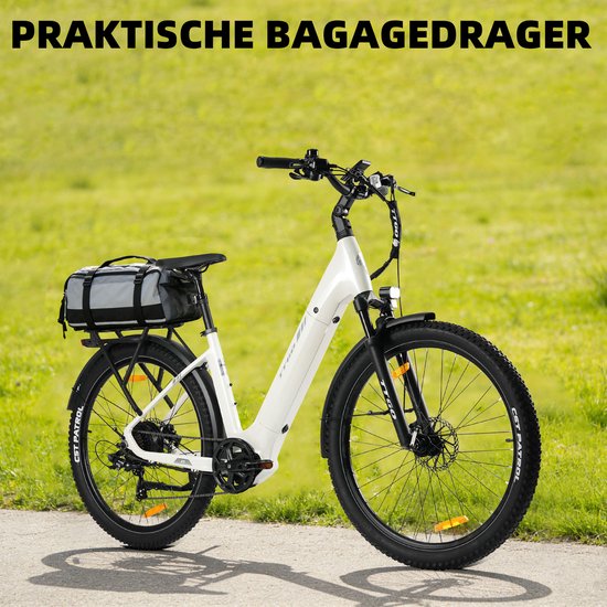 2026 TTGO 27.5×2.4 Inch Elektrische Fiets - 48V 15Ah Accu (720Wh) - ZOOM Gedempte Zadelpen - Actieradius tot 130 km - LCD Display - Shimano 7 Versnellingen - Hydraulische Schijfremmen - 70 Nm– Elektrische stadsfietsen - Wit — afbeelding 3
