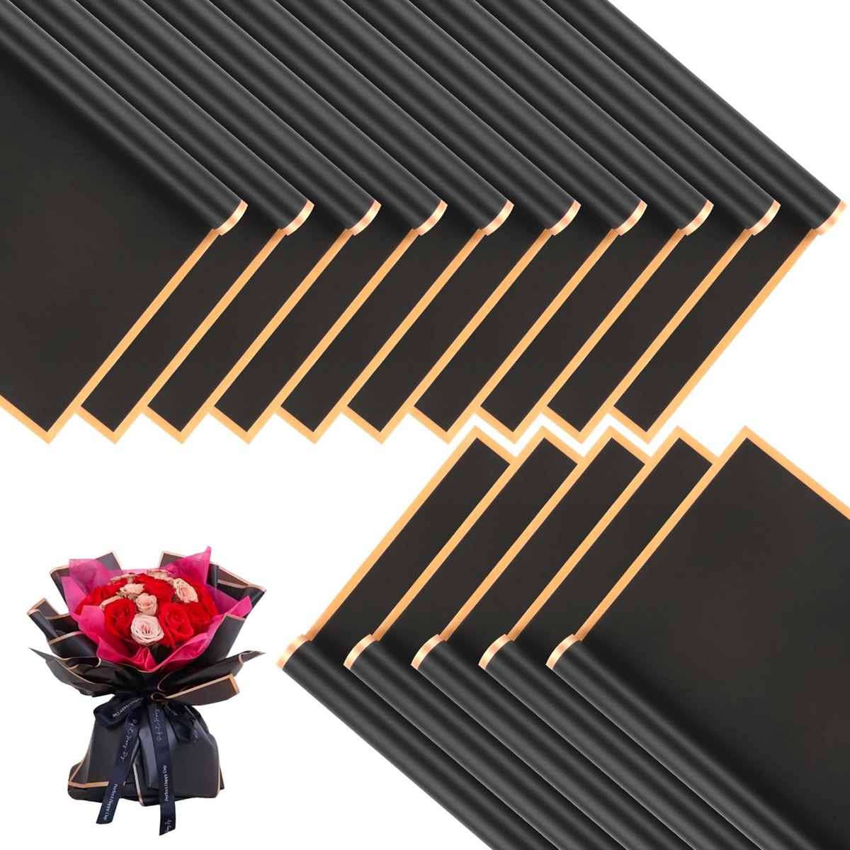 Solidchoice - 20 Vellen Zwart Waterdicht Bloemenpapier voor Boeketten