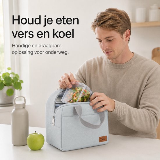 BOTC Koeltas - Lunchtas - 7 liter - Koeltasje - Geïsoleerde Koeltas - 25x21x14cm - Lichtblauw van BOTC — afbeelding 3