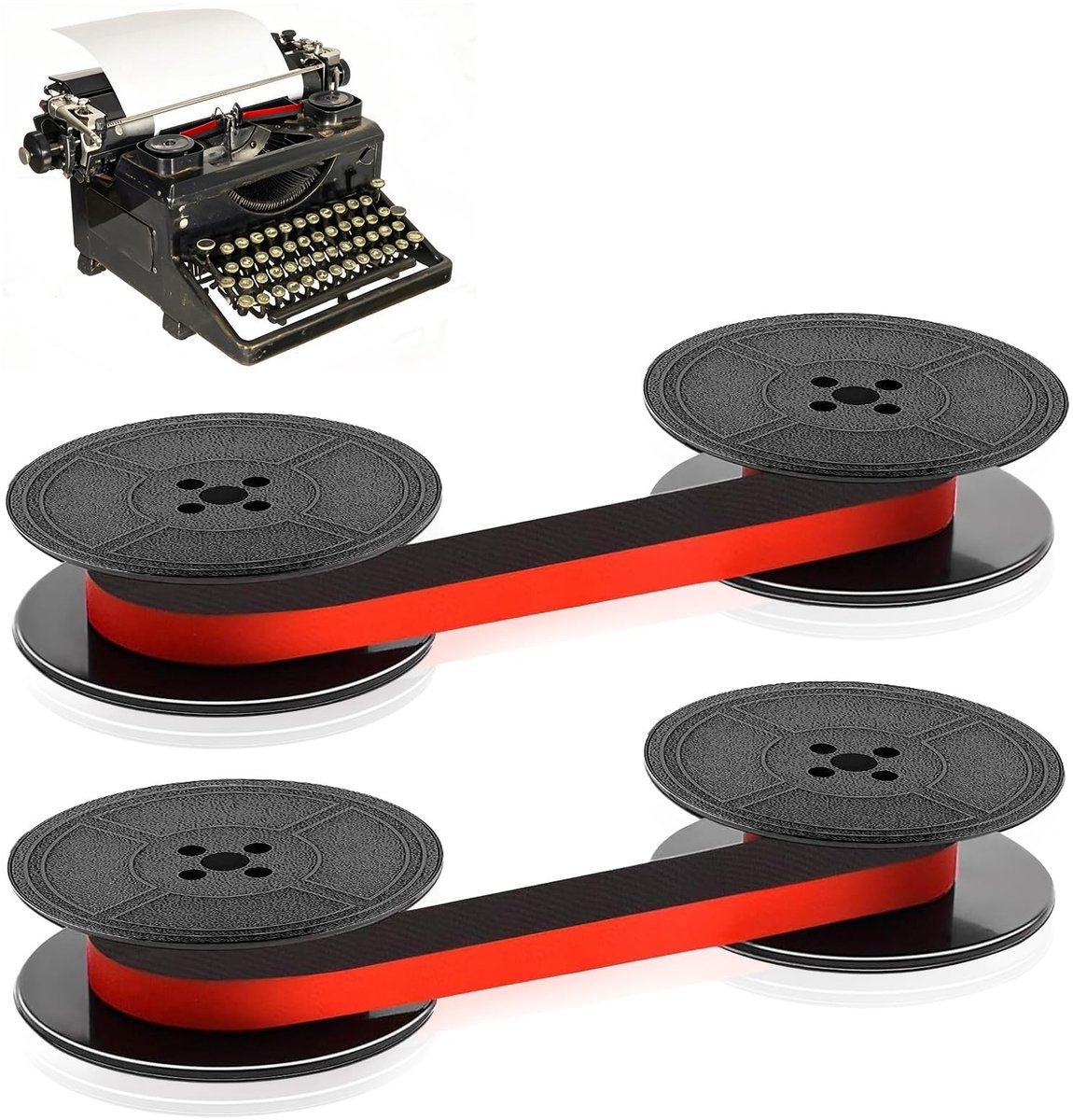 Solidchoice - 2 Stuks Typewriter Ribbons voor Oude Typemachines (Rood + Rood)