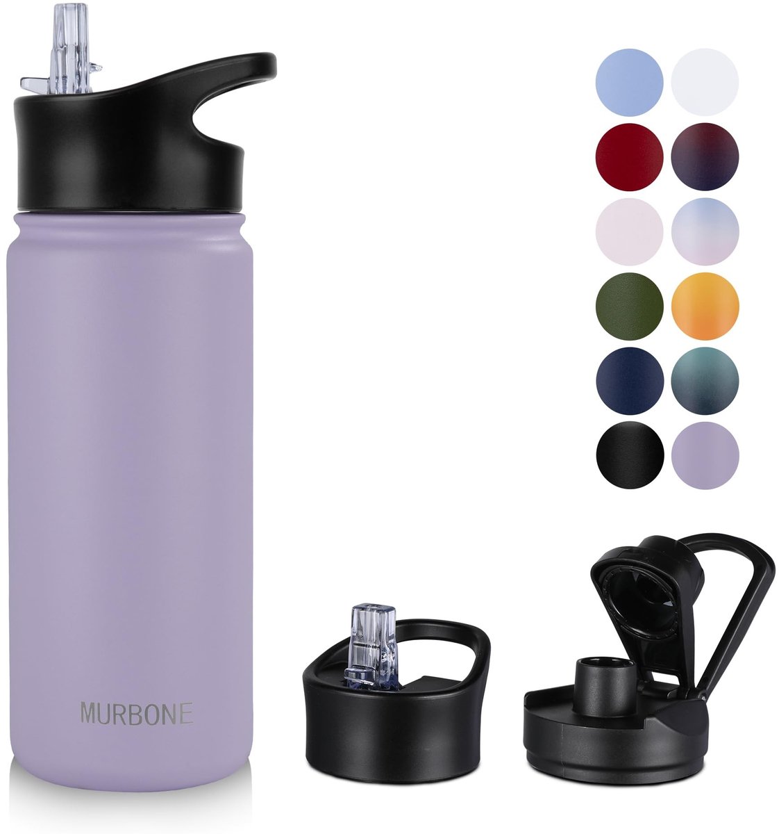 Solidchoice - RVS Waterfles 500ml met Rietje en Schenkdop