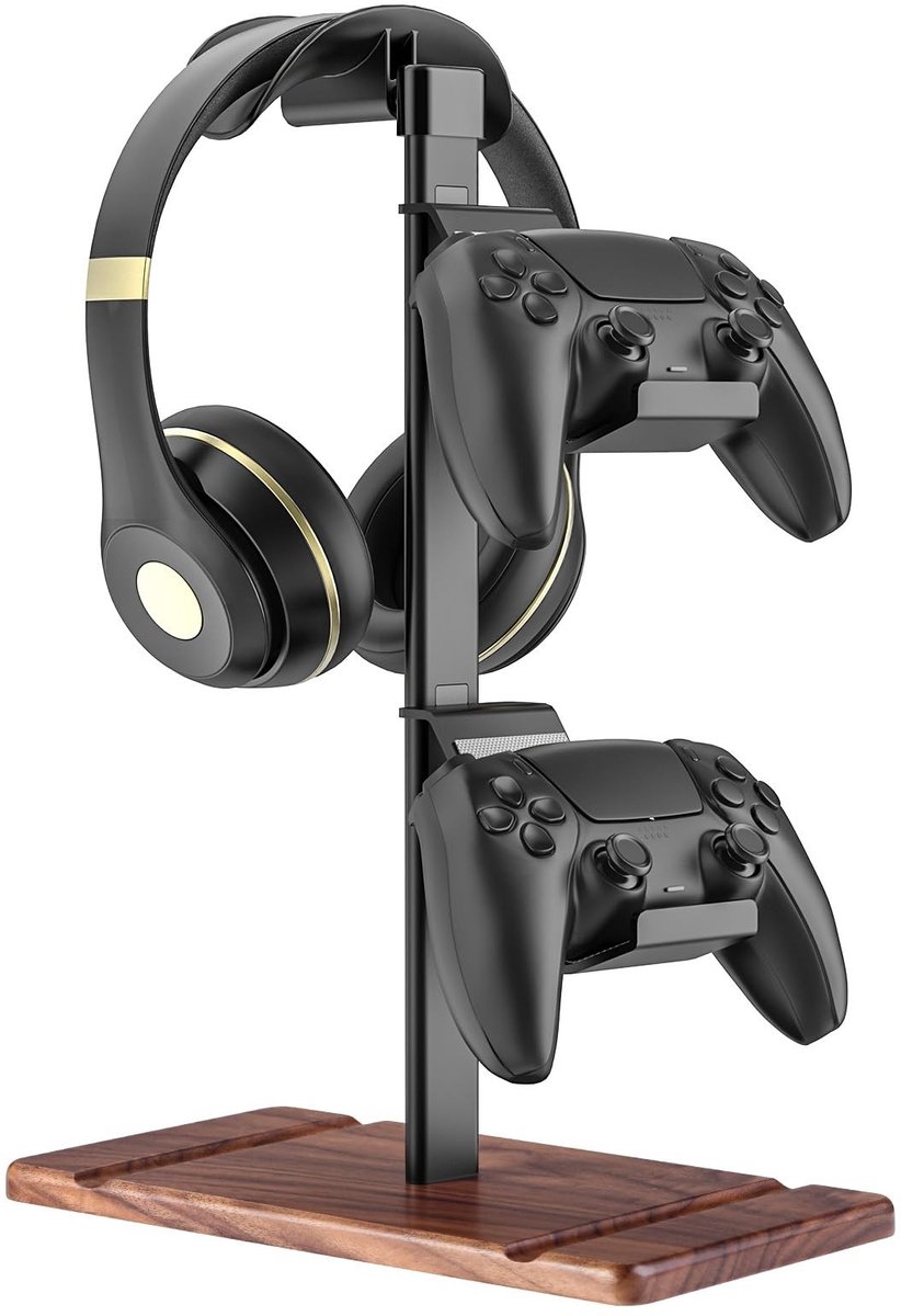 Solidchoice - Walnoot Hoofdtelefoon- en Controllerhouder voor Gamers