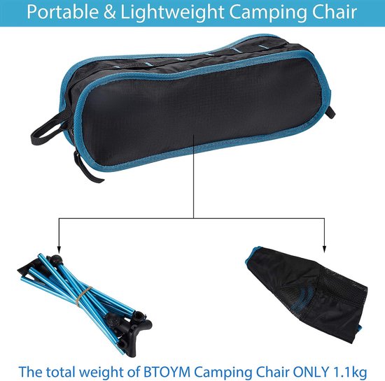 Lichtgewicht, opvouwbare campingstoel - Draagvermogen van 110 kg - Inclusief opberghoes - Buitenstoel - Draagbare strandstoel - Geschikt voor picknicks, kamperen, reizen, vissen, het strand en meer — afbeelding 4